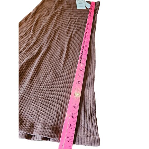 NWT Zara Ribbed Long Skirt Womens Size Large Brown Stretch Midi Maxi w Slit (b4) - Picture 5 of 8